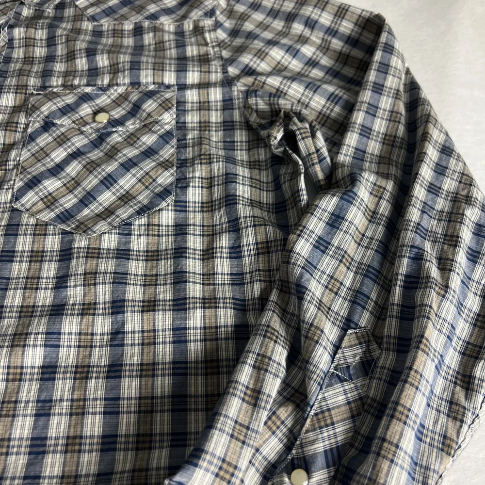 Banana Republic Men's Shirt Size Medium Slim Fit 2 Pockets Snaps Cotton Plaid C5